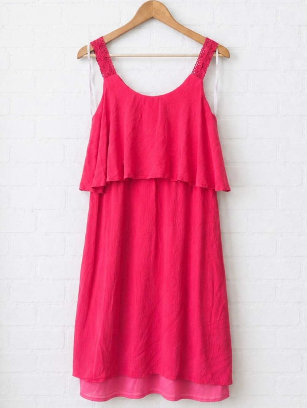 SL Fashions Pink Ruffle Mini Dress Size S